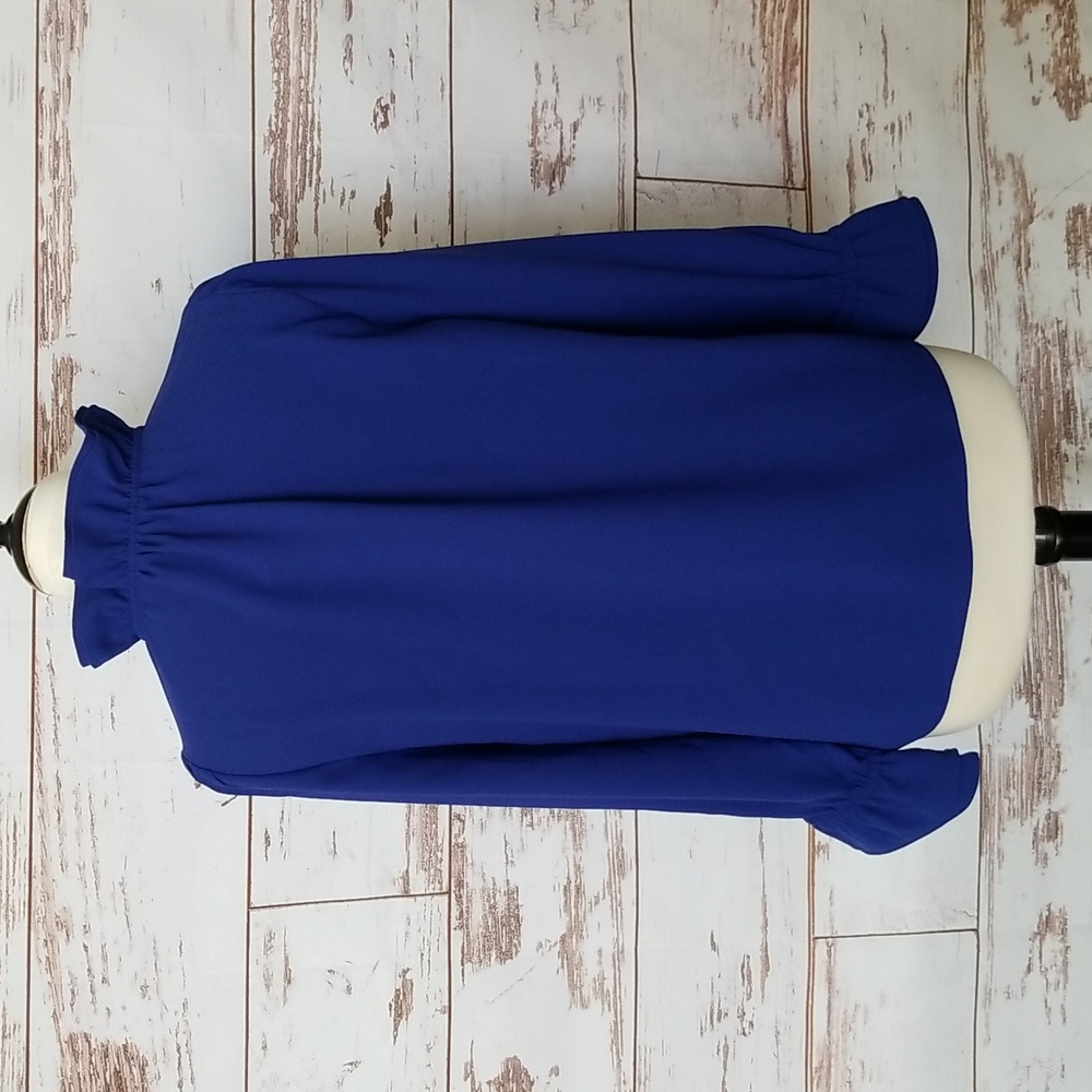 J. Crew Blue Ruffle-neck Top - Picture 5 of 11